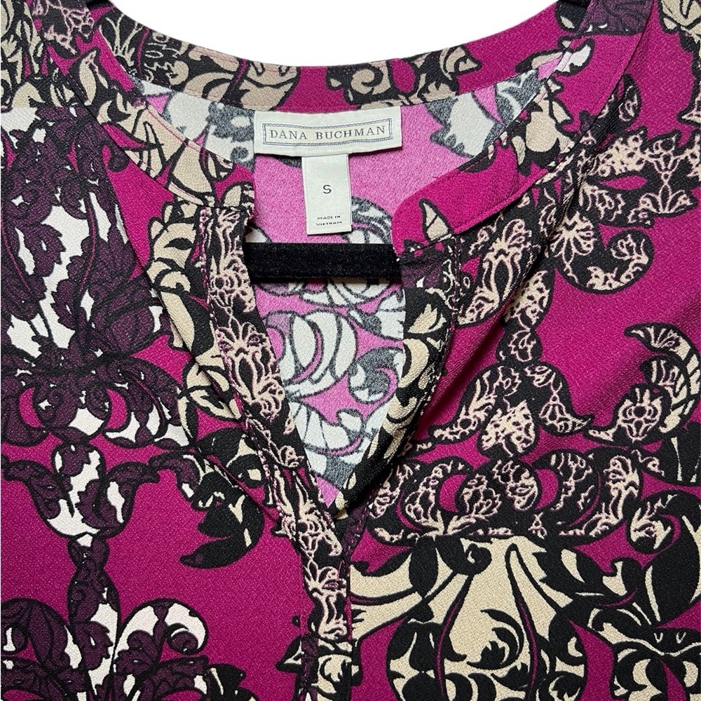 Dana Buchman Purple flower Print Blouse Size:Small - Picture 4 of 5